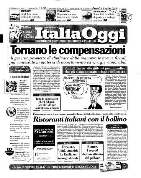 Italia oggi : quotidiano di economia finanza e politica